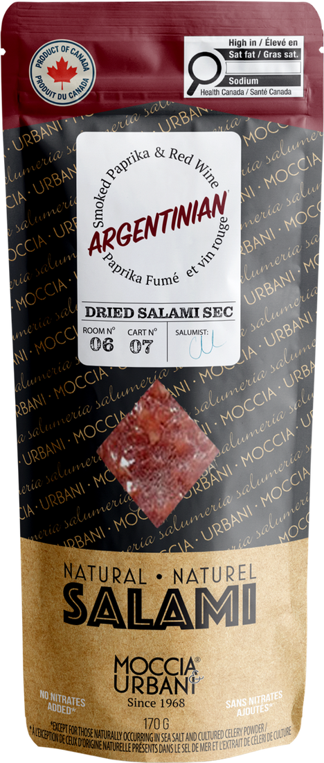 Moccia & Urbani Argentinian smoked paprika and red wine dried salami, 170g