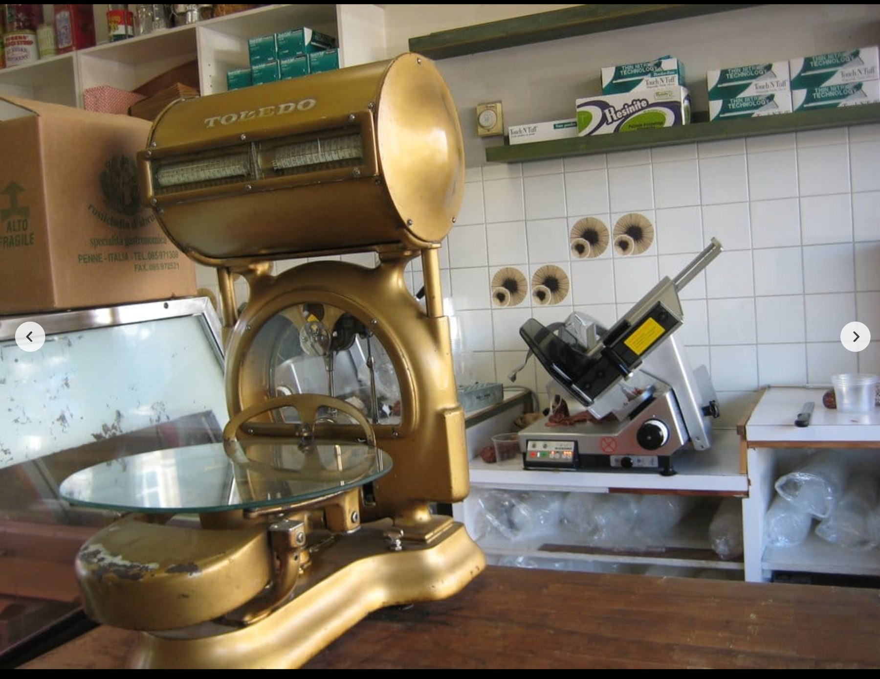 Vintage slicer from the Moccia & Urbani salumeria